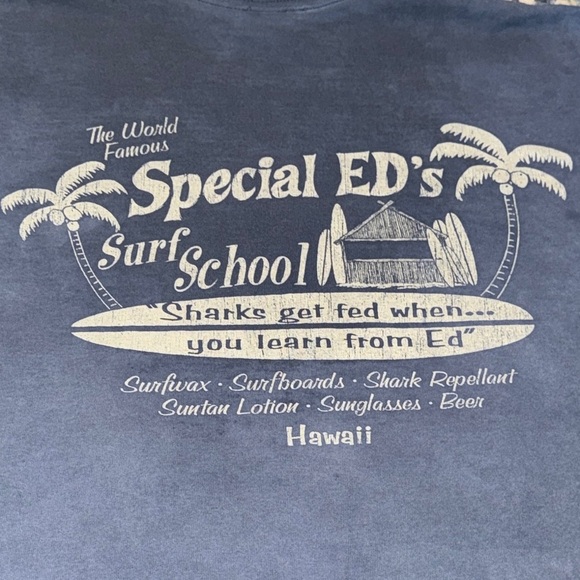 Special ED’s Surf School Sharks Get Fed When You Learn From Ed Blue Shirt XL - Picture 1 of 16